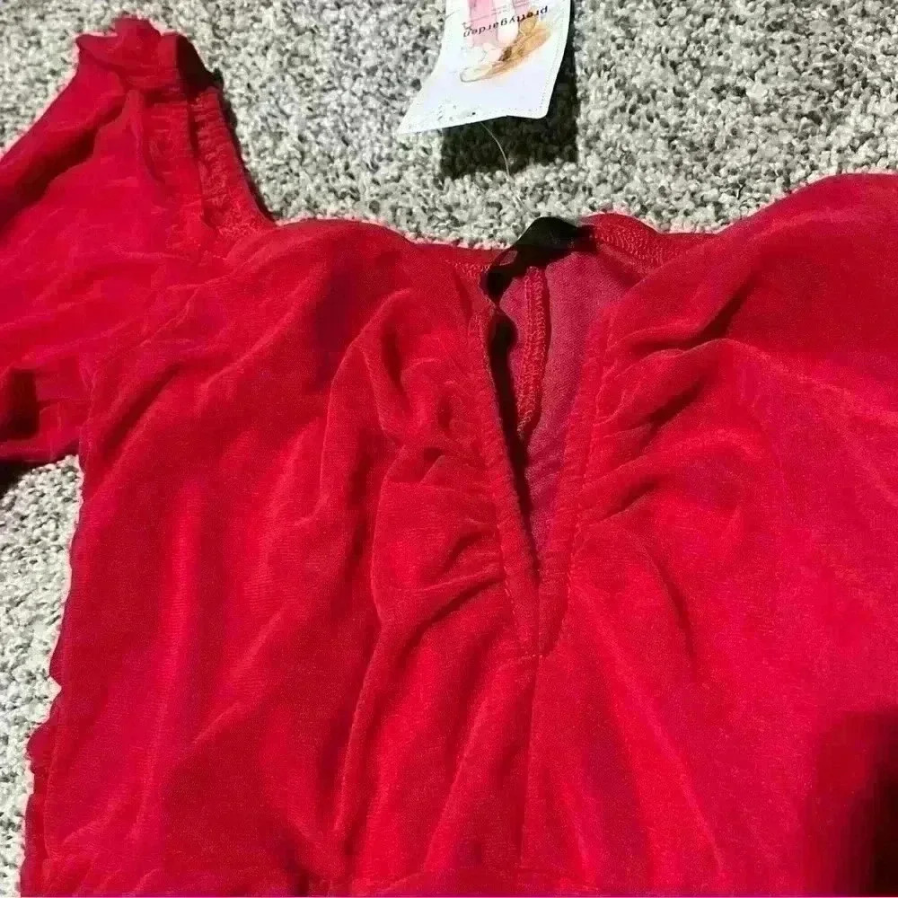 PRETTYGARDEN Women’s SZ S Red Sheer Sleeves Ruched Bodycon Dress - Picture 10 of 11